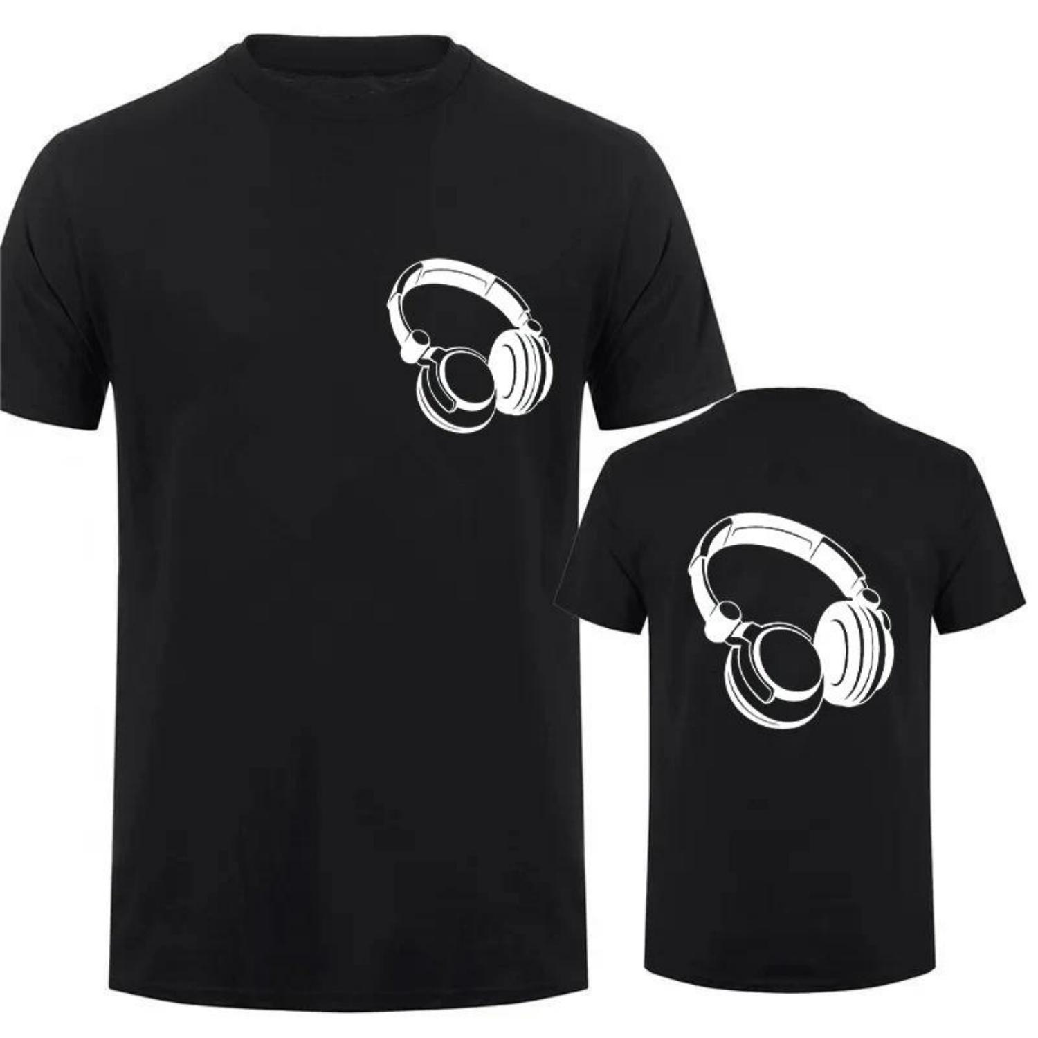 

2024 New Headphones Print Casual Short-Sleeved Men s T-Shirt Music DJ Graphic Tee Gift Tshirt Funny Tee Shirt Vintage Streetwear XXXXXL чорний