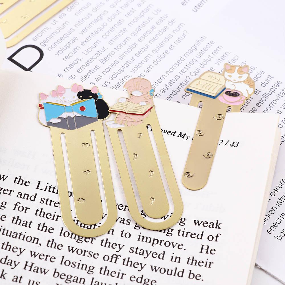 School Animals Cartoon Reading Japanese Cat Bookmark Bookmark Metal Bookmark Kittens Book Mark