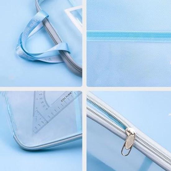 5-color set small file A4 communication bag zipper gusset semi-transparent waterproof large capacity L-type document organization stationery school