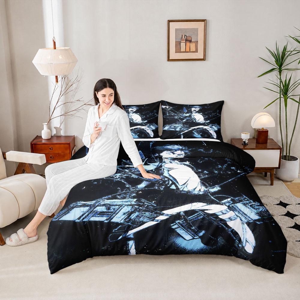 Decorative A-Attack O-On T-Titans Anime Poster Dark Bedding Set, Reversible Duvet Cover Set for Any Season, Elegant Bedding Set for Bedroom