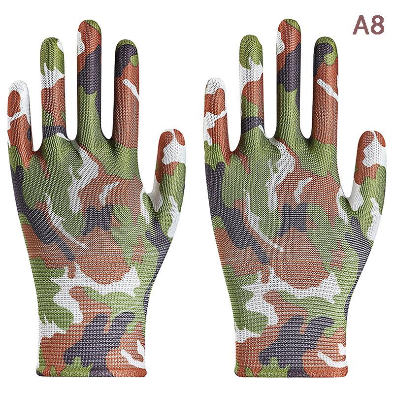 

1Pair Women Garden Gloves Work Printed Pink Polyester Pink Latex Work Non-slip Safety Gloves For Mechanic Construction Tool