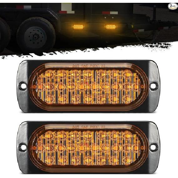 2Pcs 4.4  Amber 24 LED Turn Signal Side Marker Lights [DOT Approved], IP67