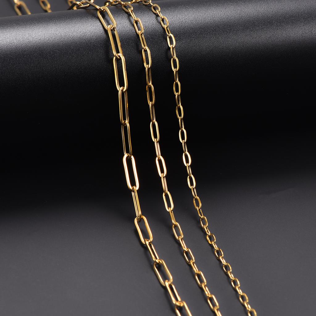 2.5/2.7/4mm Stainless Steel Gold/Silver Color Paper Clip Link Chain Necklace Fashion Jewelry Can Be Customized Length 14-30inch