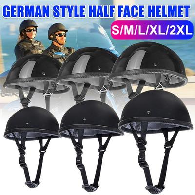 S-2XL DOT Motosiklet Alman Tarzı Yarım Yüz Kask Motokros Bisiklet Mat Siyah