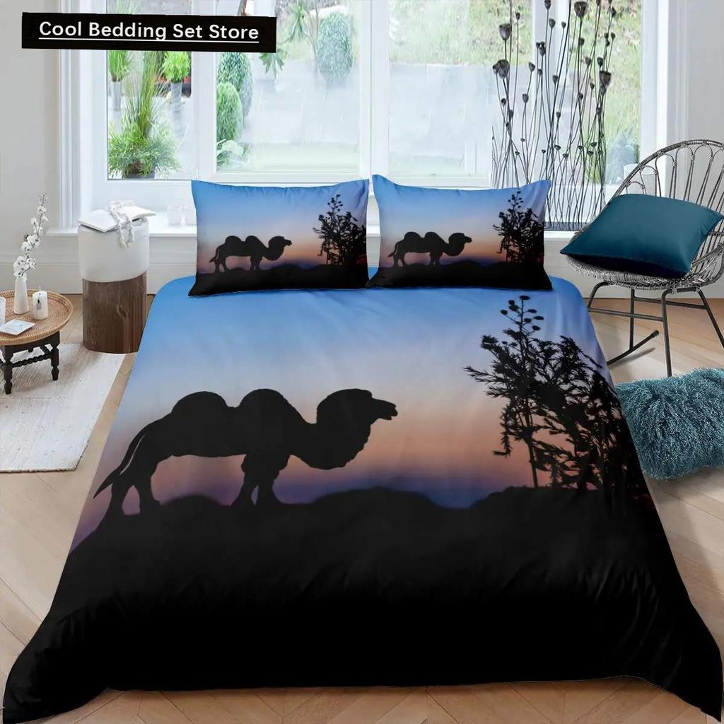 Comforter 3D Desert Camel King Queen Size Brown Animal Bedding Set Kids Teens Adults Cute Wildlife Soft Polyester