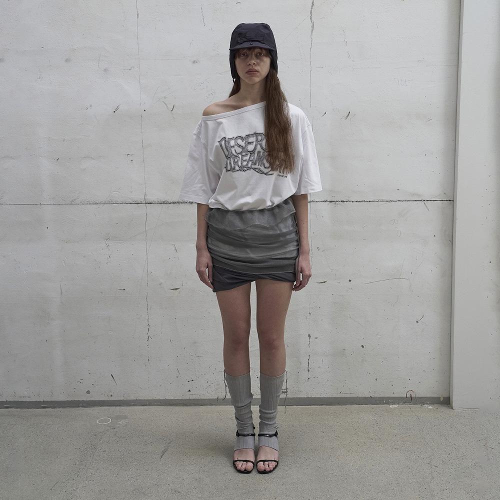 Lcdc Tm Sheer Frill Layered Knit Skirt (Grey)