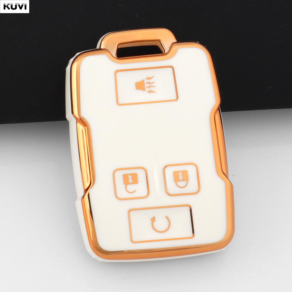 

Kuvi Fashion Tpu Car Key Case Cover For Gmc Yukon Xl Chevrolet Tahoe Suburban Sierra Silverado 4 Buttons Remote Key Fob Shell