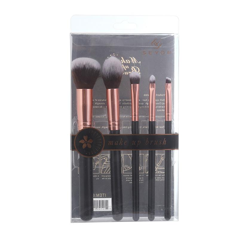 5-Piece Makeup Brush Set Beginner Beauty Tools Loose Powder Brush Eyeshadow Brush Eyebrow Brush Lip Brush Beauty Tools
