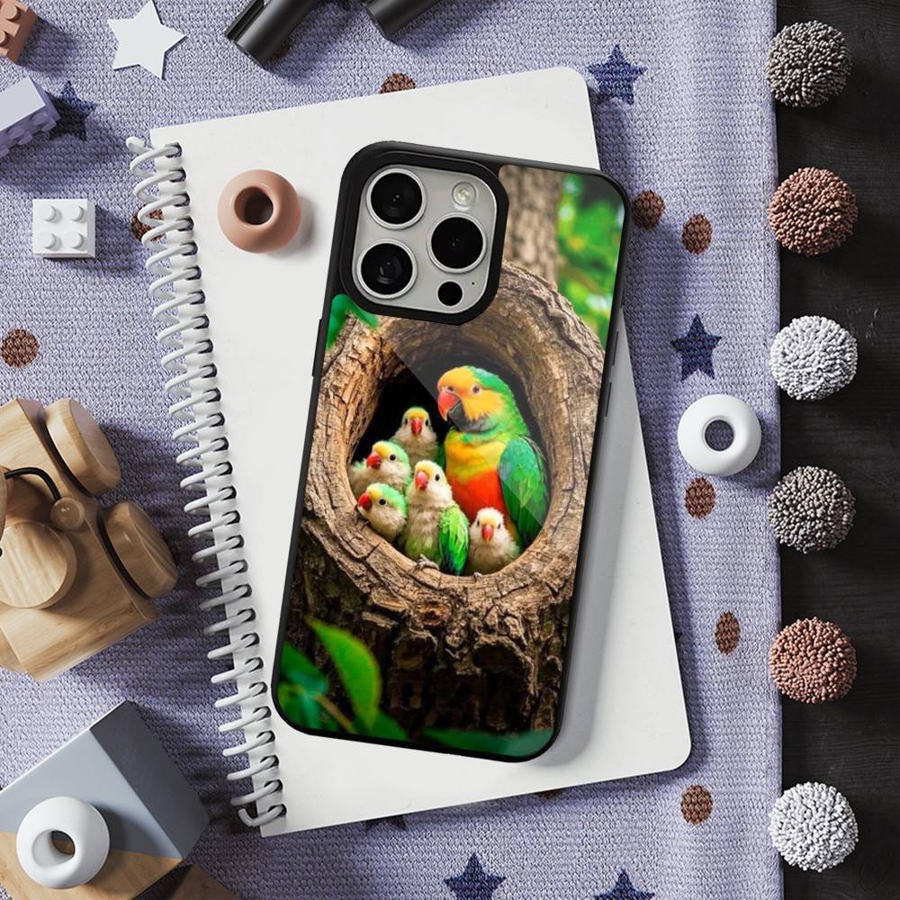 Cute Art Animal Parrot For iPhone 17,14,Plus,12,Pro,Mini,13,Max,11,15,16,For Magsafe,Magnetic Wireless Charging Case