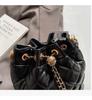2024 Diamantenmuster Luxus Kordelzug Eimer Umhängetasche - Damen Kleine Runde Fass Schultertasche