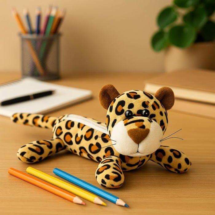 Panther Pencil Case - 25 Cm - Soft Plush - Zipper Closure - Ideal for School and Office