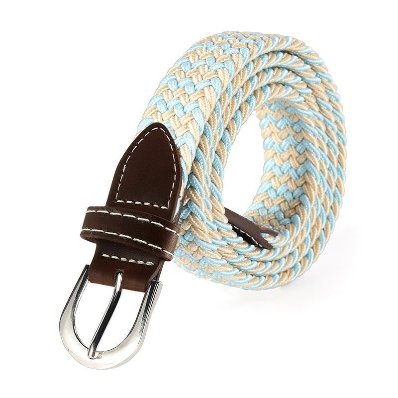 Women's Solid Color Elastic Canvas Belt with Pin Buckle