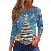 Women's Snowman Printed Christmas Theme Round Neck Long Sleeve T-shirt Casual Polyester Christmas Party Pullover