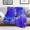Bluetiful Spot the Wren Blossom Floral Blue Wren Behind Black Throw Blanket Plush Fuzzy Cozy Blanket for Couch Sofa