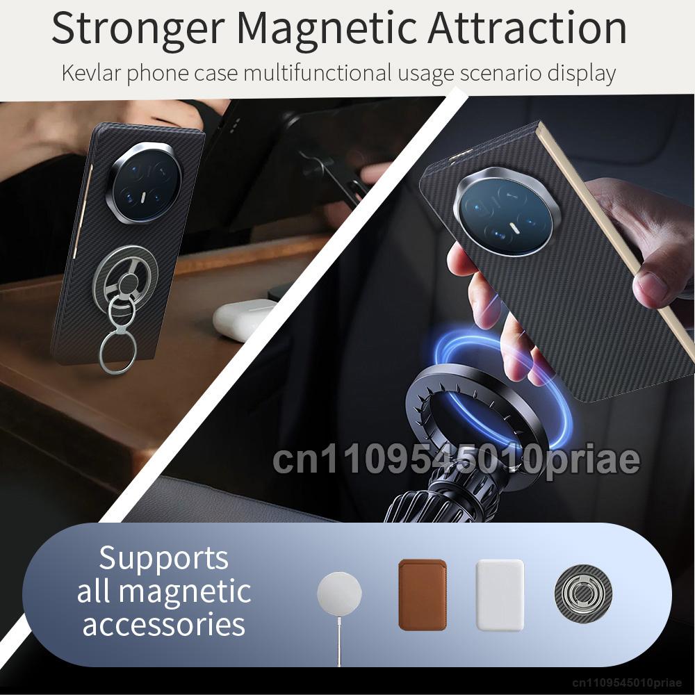For Honor Magic V6 Carbon Case 600D Kevlar Fiber Aramid Fiber Fabric Ultra Thin Hard Cover Magnetic Black Slim Light Red Premium