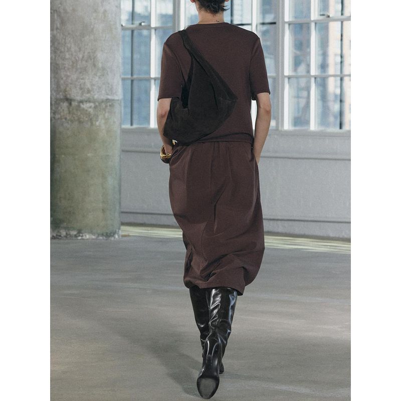 Za2025 Spring New Women's Clothing Fashion Elegant Stitching Short Sleeve Round Neck Midi Skirt Long Dress 0858464