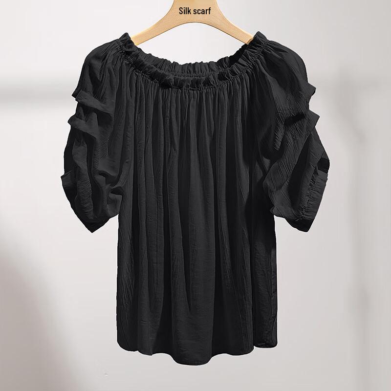 Sibaishe Söt volangig off-shoulder chiffongblus