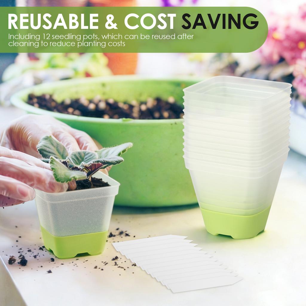 6/12 Pcs 3 Inch Clear Nursery Pot Plastic Seed Starter Pot with Reinforced Silicone Base Starter Plant Pot Gardening Accessories