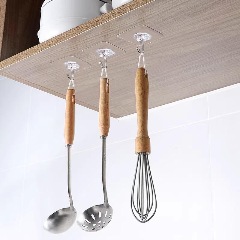 No-Drill Adhesive Hooks: Kitchen, Bathroom, & Door Traceless Coat Hooks