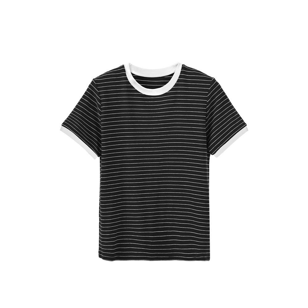 

ABOUTSEA Women’s Summer Color Block Short Sleeve Fitted T-shirt - Round Neck, Slimming, Stylish Design M