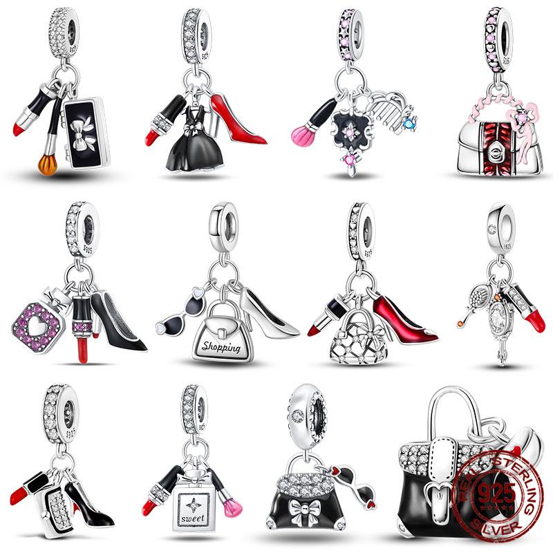 100% Copper Lipstick High Heels Bag Charms Fit Original Bracelet Jewelry Making For Women Gift