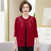 Winter Knitted Cardigan Old Lady Sweater Round Neck Printing Relaxed and Comfortable Women's Sweater Middle-aged and Elderly Mother Autumn
