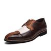 Men's Plus Size Color Block Leather Shoes: British Style, Low-Top, Casual and Formal for Spring and Autumn.