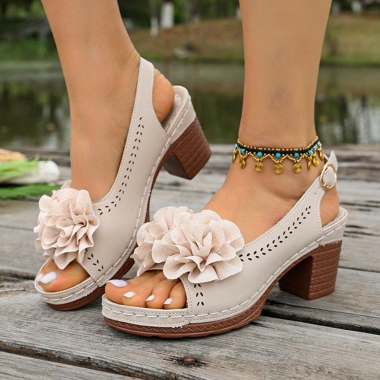 Women's High-heeled Shoes with Buckles, Beach Flip-flops Devotion