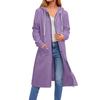 Women's Solid Color Fashionable Loose Zipper Long Cardigan Hooded Sweatshirt Jacket