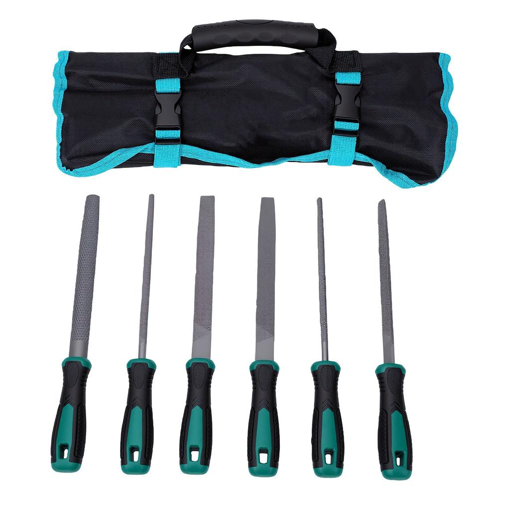 6 Pcs File Set with Ergonomic Rubber Handle Portable File Kit for Woodworking Jewelry Repair