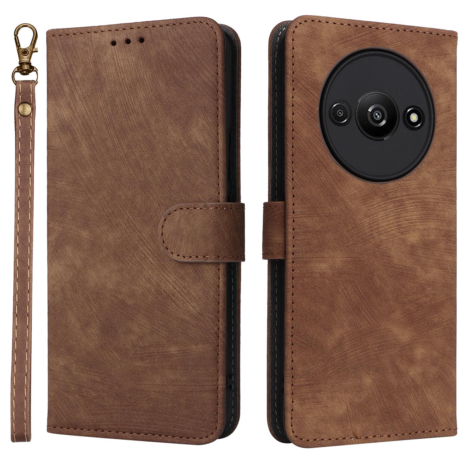 

For Xiaomi Redmi A3 4G/Poco C61 4G Case RFID Blocking Wallet PU Leather Stand Phone Cover Brown