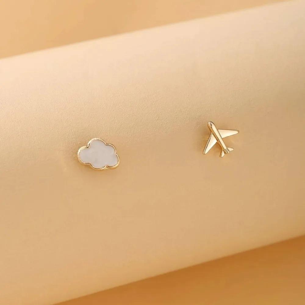 Fashion Cute Cloud Airplane Small Earrings for Women Ear Stud Girls Creative Sweet Dripping White Earrings Jewelry Accessories