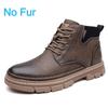 Fashion 2025 Winter Men's Leather Boots Fashion Thick Bottom Warm Fur Casual Ankle Short Shoes Lace-up Non-Slip Motorcycle Boots