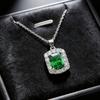 Jewelry Imitation Red Sapphire Square Pendant Necklace Inlaid 9 * 11 Emerald Color Treasure Clavicle Chain Women