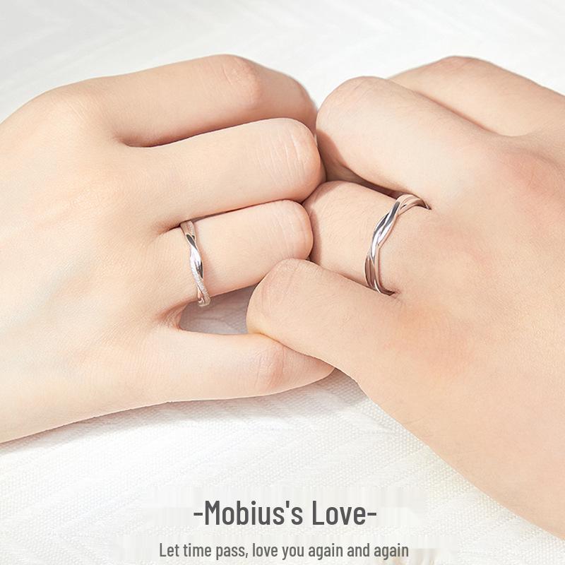 Moebius Infinity Couple Rings - Elegant Intertwined Open Rings for Lovers