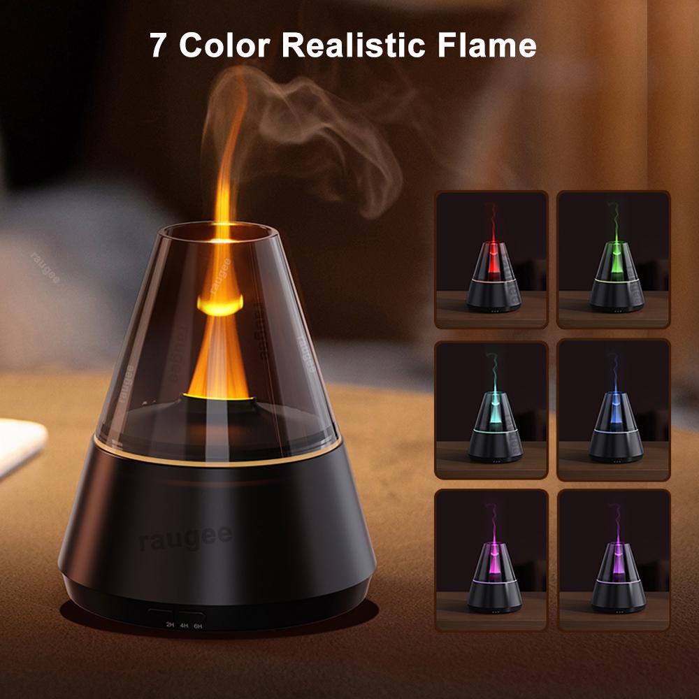 Flame Humidifier Aroma Diffuser Aromatherapy Fragrance Diffuser for Home Room Essential Oil Diffuser Fire Humidifier with Light