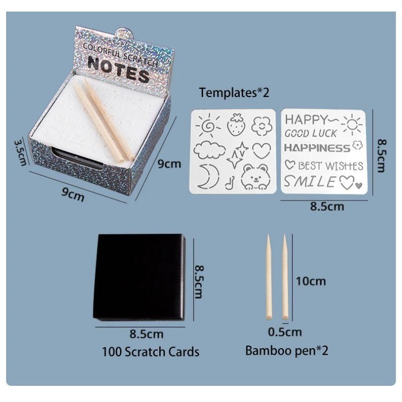 1 Set Rainbow Scratch Paper Mini Dazzling Laser Scratch Notes Cards  Cartoon Scratch Art Painting Card Kids DIY Drawing Toys