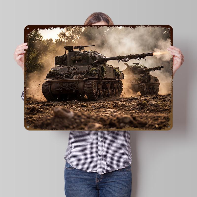 Military Tanks In Action Metal Poster Customized Wall Art Retro Vintage Tinplate Signs for Decor Room Decoration Gaming House