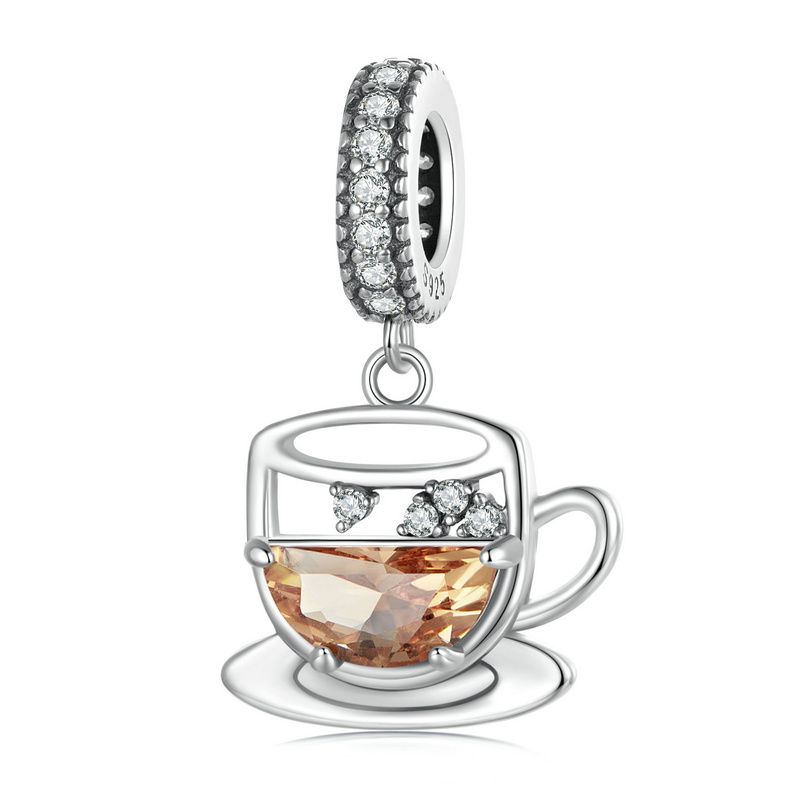 WOSTU 925 Silver Coffer Cup & Book & Charm Pendant coffee bean Bead Fit DIY Bracelet Necklace Gift For Lover Mom s Gift