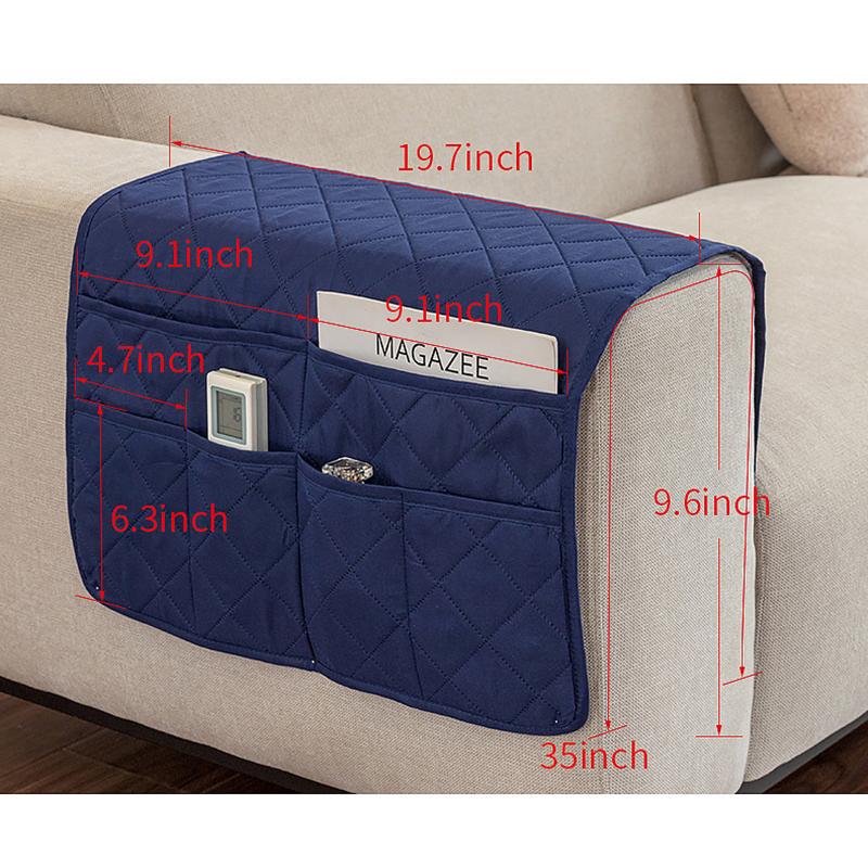 Portable 50x90cm Storage Bag Solid Color Waterproof And Non-slip Recliner Sofa Cover With Pocket Armrest Towel Home Decortion