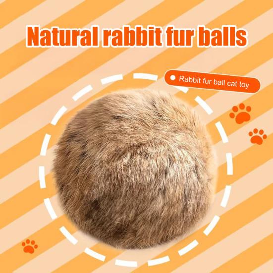 Flauschiger Ball Katzen Spielzeug Weicher Flauschiger Kaninchenfellball Waschbar Lustiger Katzen Jagdball Bunny-Kick Spielzeug für Indoor Katzen Bewegung Stimuliert Jagdinstinkt