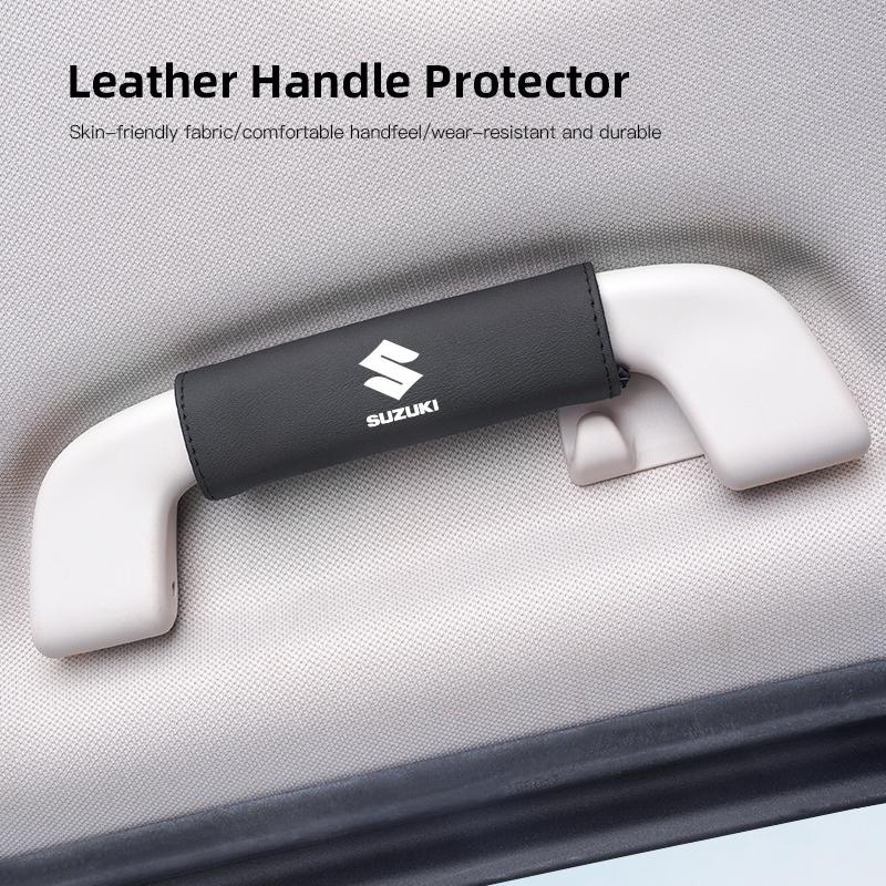 Leather Car Roof Handle Protective Cover Interior Styling For Suzuki Vitara Jimny Samurai Swift Baleno Ignis Alto Splash Kaiser