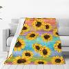 Creative Sunflower Theme digital-printed polyester Bedroom velvet flannel cover blanket Fleece soft sofa cover blankets for beds