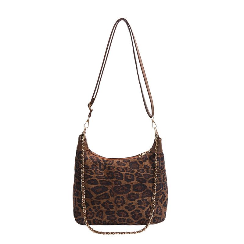 Retro Messenger Bag Damenmode Leopardenmuster personalisiert Pendlerkette Achseltasche große Kapazität lässige Umhängetasche