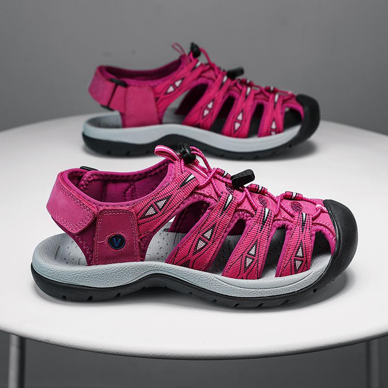 Neue Sommer-Damensandalen aus echtem Leder, Mode-Design, Damen-Sneakers, weiche Sohle, Outdoor-Damensandalen für den Strand, Große Größe 42