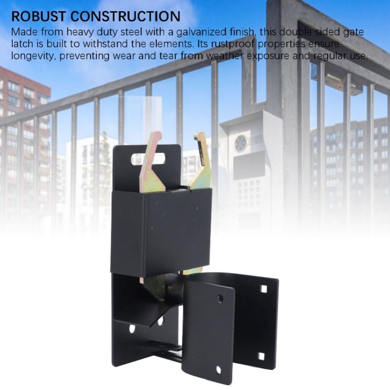 2 Way Gate Latch Lockable Anti Sag Sturdy Construction Black Farm Gate Latch For 1 5/8in To 2in Round Tube Gate