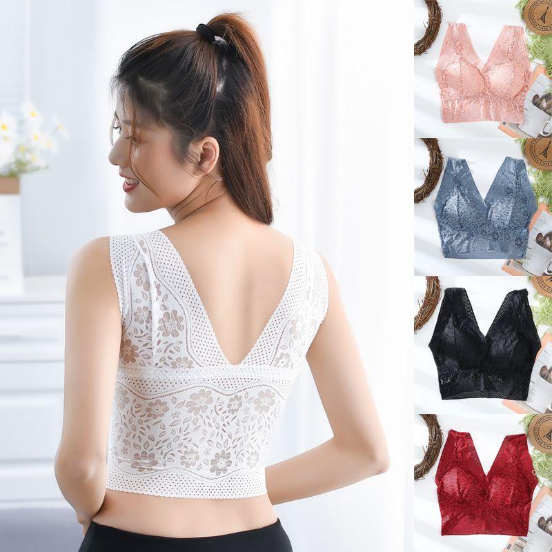 Eleganter, nahtloser Sport-BH aus Spitze mit Push-up-Effekt für sexy Yoga und Fitness