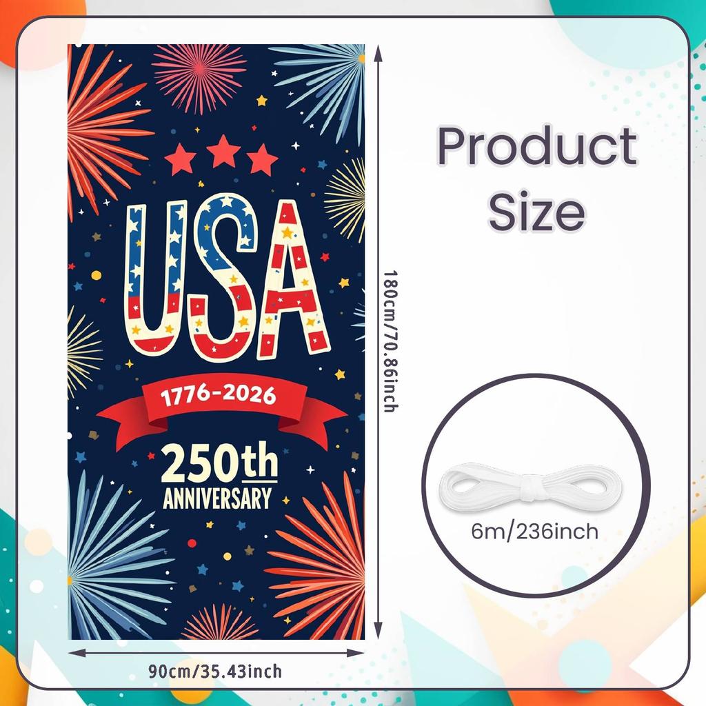 National Anniversary Display Red Blue Color Scheme USA 250th Backdrop Patriotic Celebration Background Firework Elements