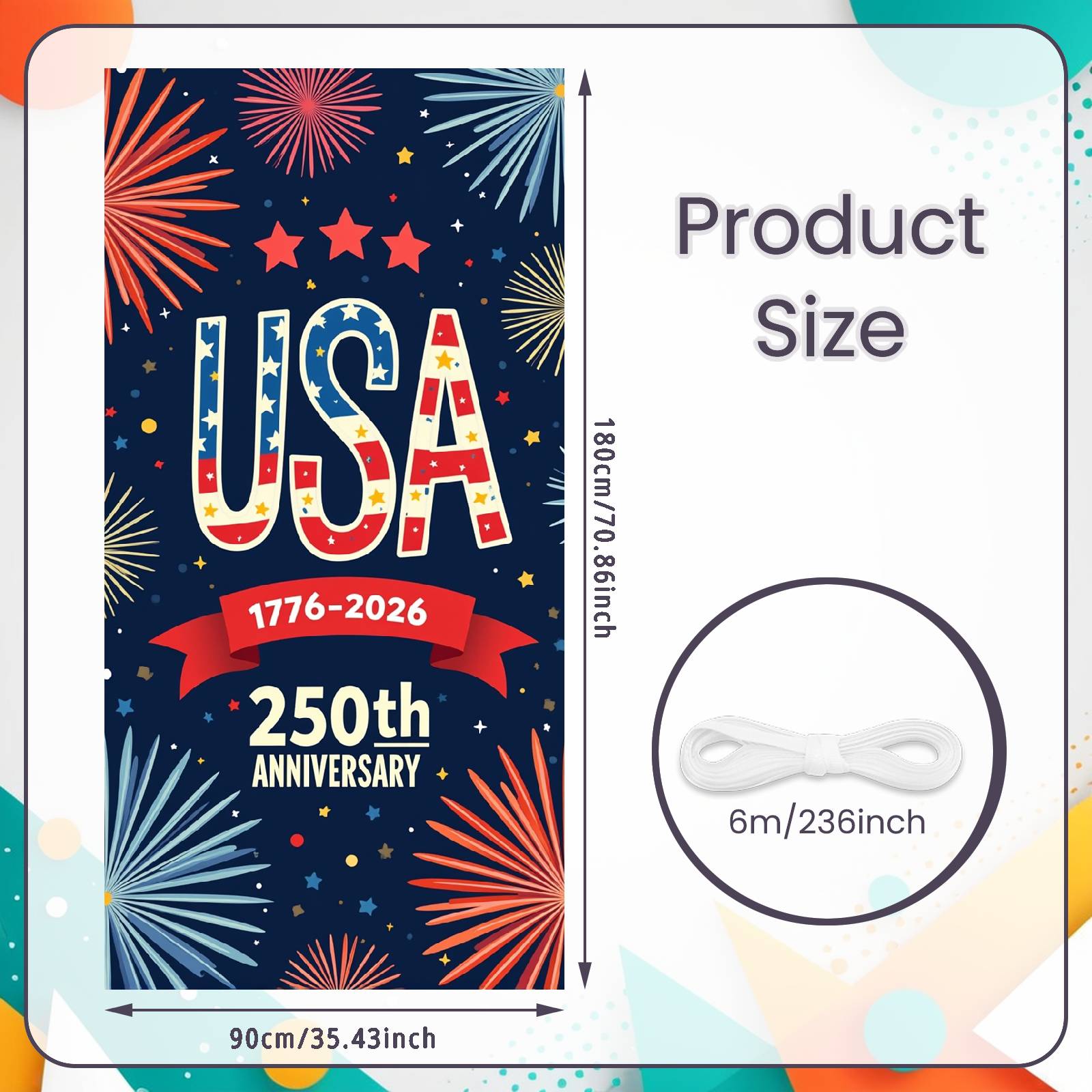

National Anniversary Display Red Blue Color Scheme USA 250th Backdrop Patriotic Celebration Background Firework Elements