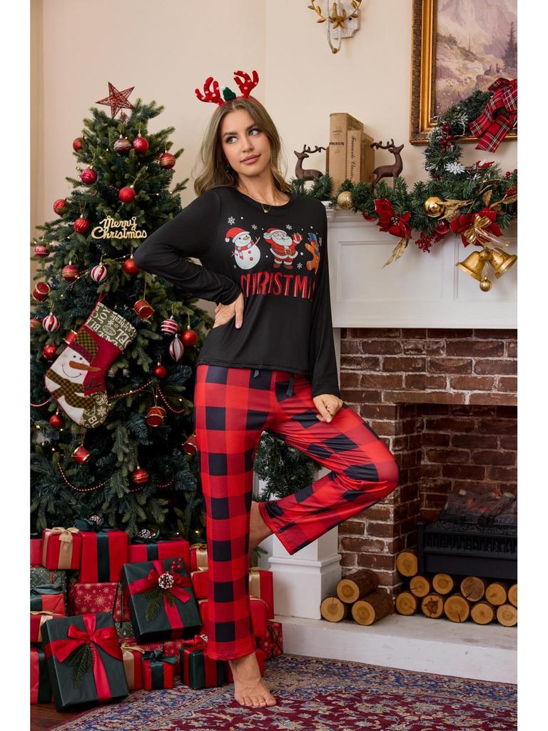 Europäisches und Amerikanisches Neues Damen Weihnachts-Pyjama-Set - Trendige Langarm- und Langhosen-Homewear